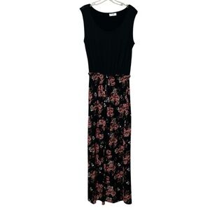 Bobbie Brooks Black Sleeveless Floral Wide Leg Jumpsuit Romper Medium